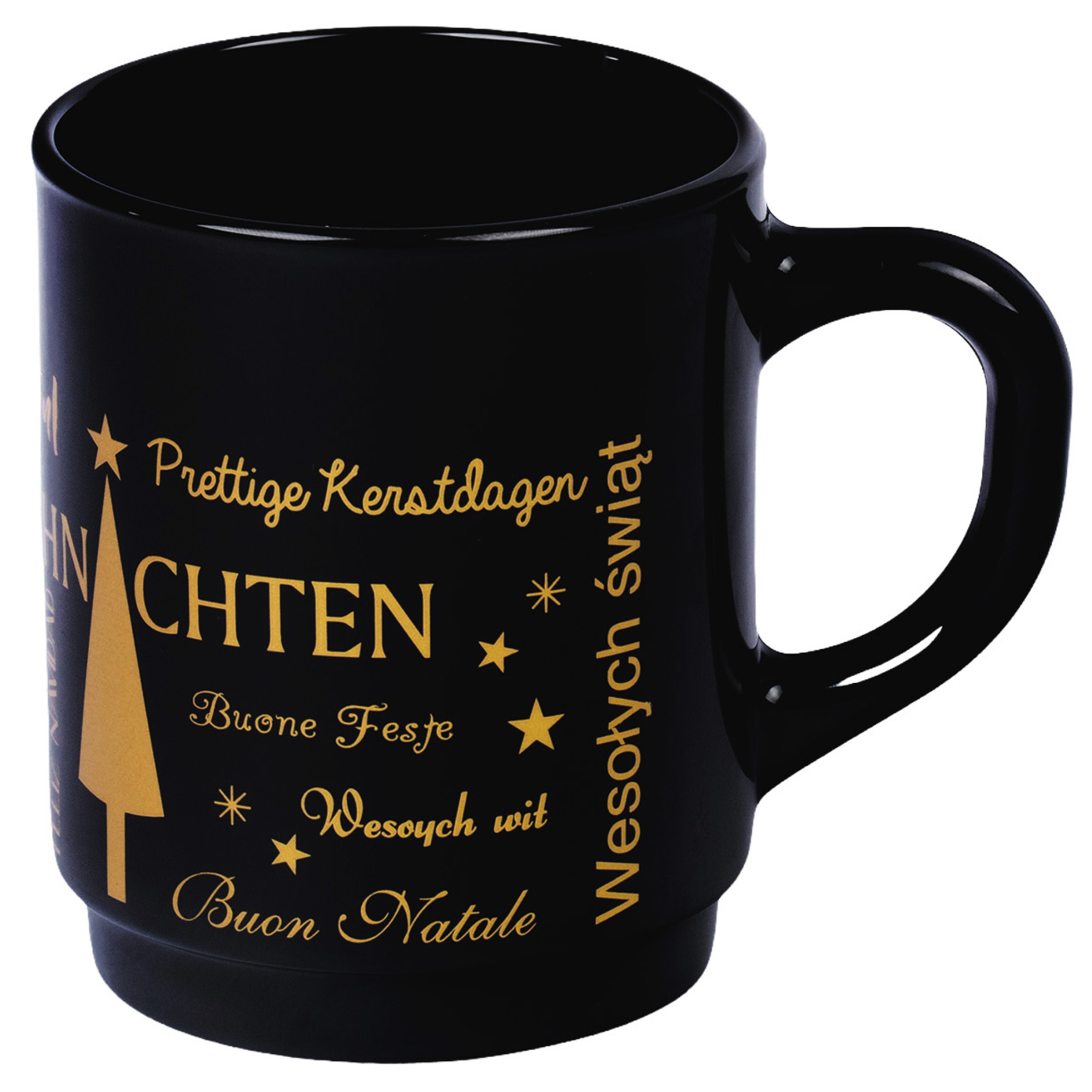 Böckling Glühweintasse "Frohe Weihnachten" schwarz/gold 0,2l