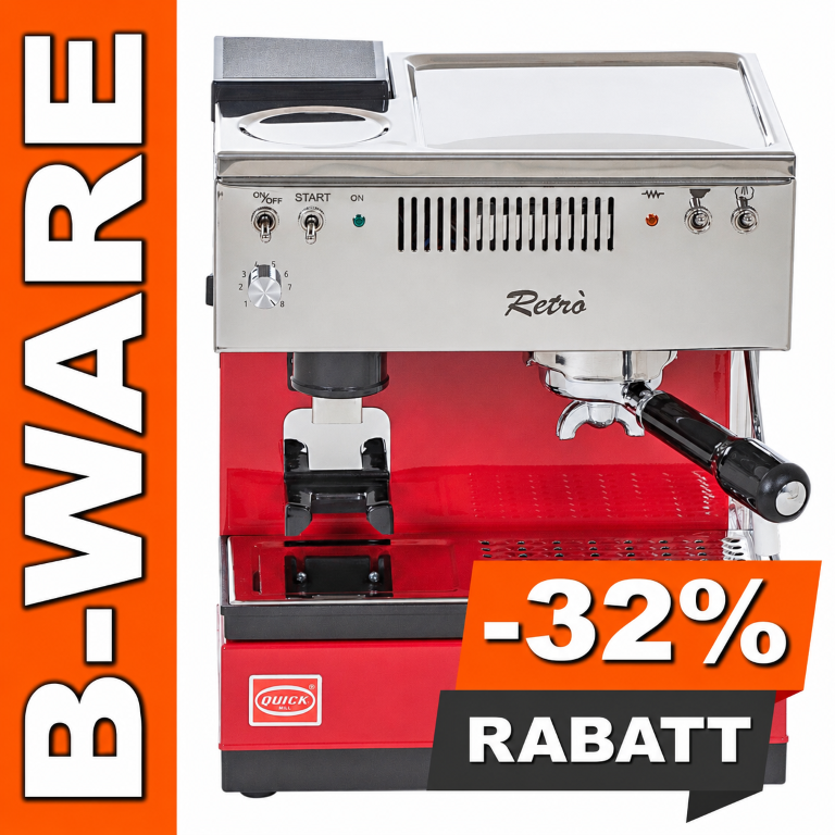 B-Ware #5423 - Quick Mill Retro 0835 Espressomaschine mit eingebauter Mühle, rot