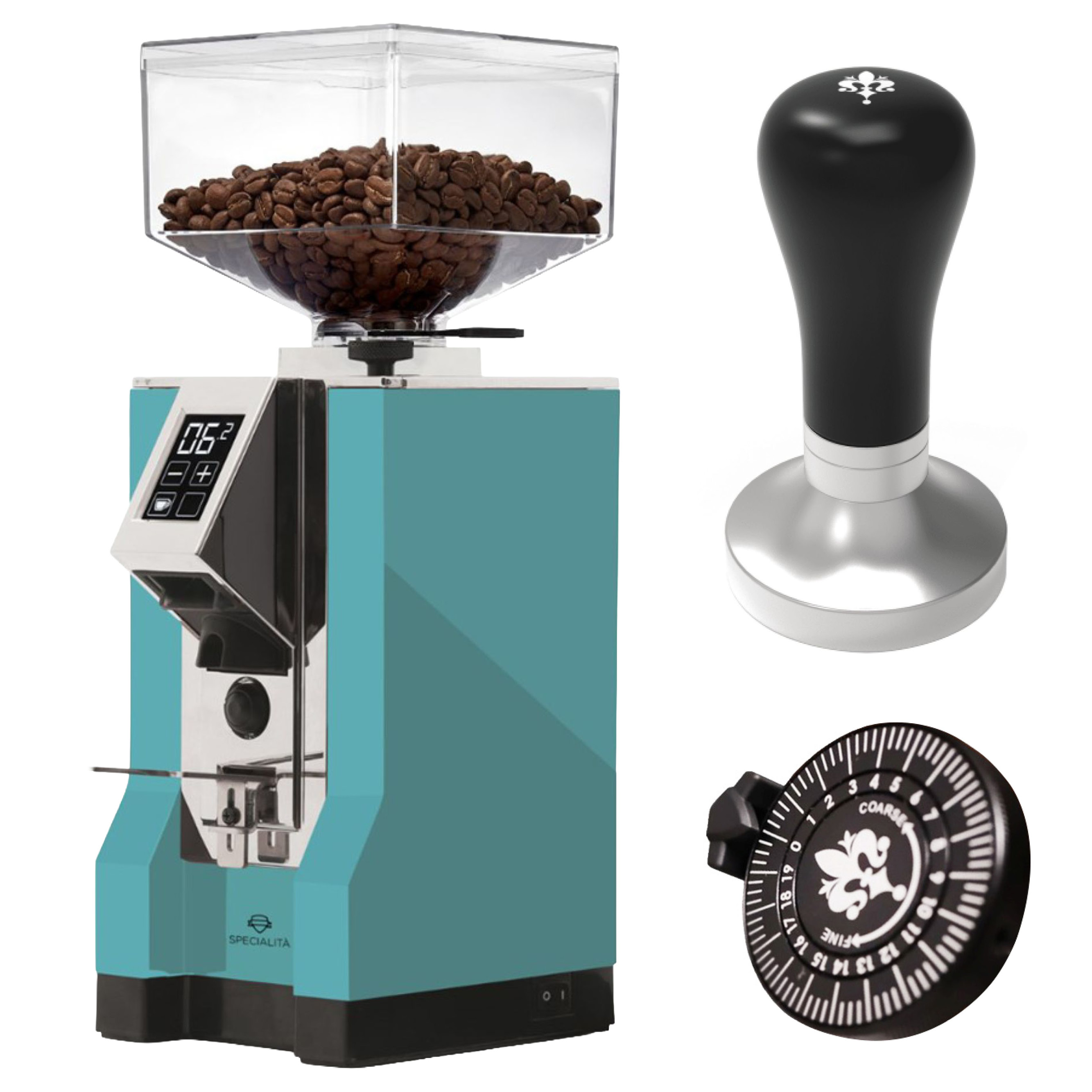Eureka Kaffeemühle Specialita tiffany blue + GRATIS Grind Dial + GRATIS Tamper 