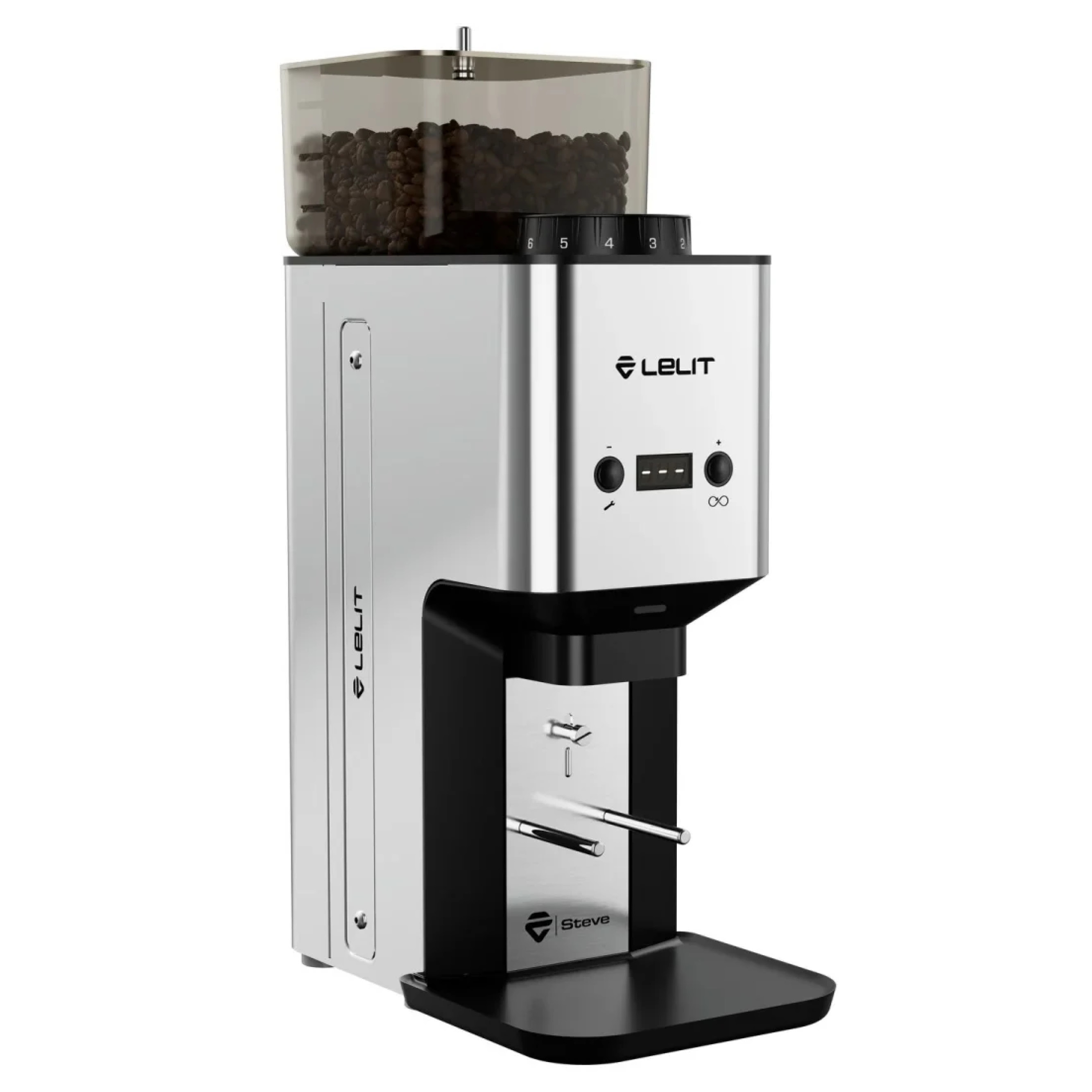 Lelit STEVE PM20-4Q80 Kaffeemühle, Poliertes Edelstahlgrau 
