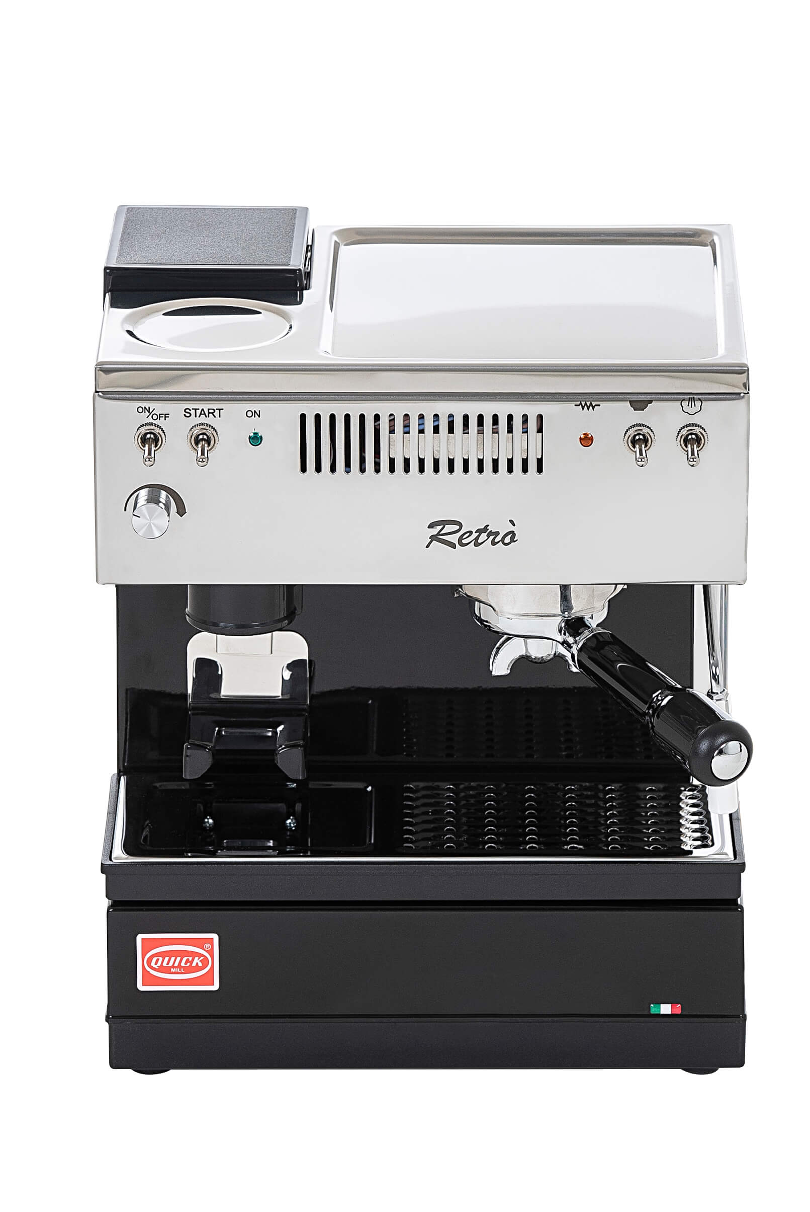 Quick Mill Retro 0835 Espressomaschine mit eingebauter Mühle,schwarz