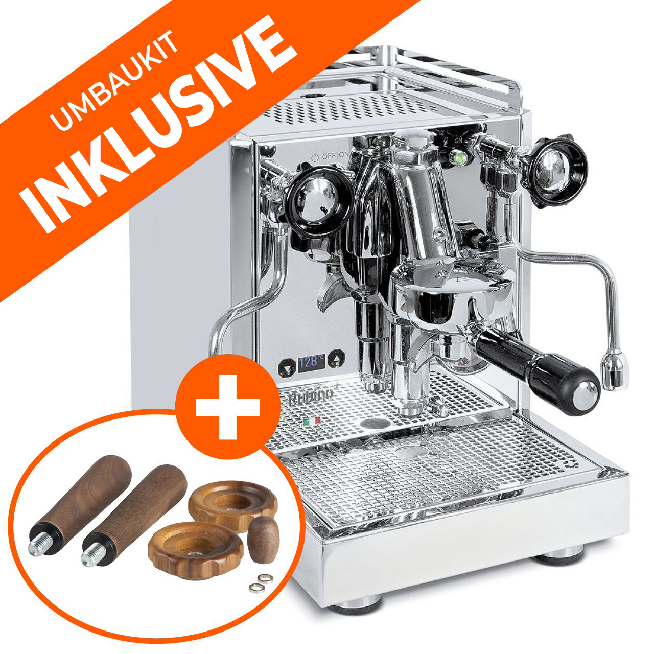 Quick Mill Espressomaschine Rubino Plus inkl. Umbaukit aus Holz für Rubino Plus