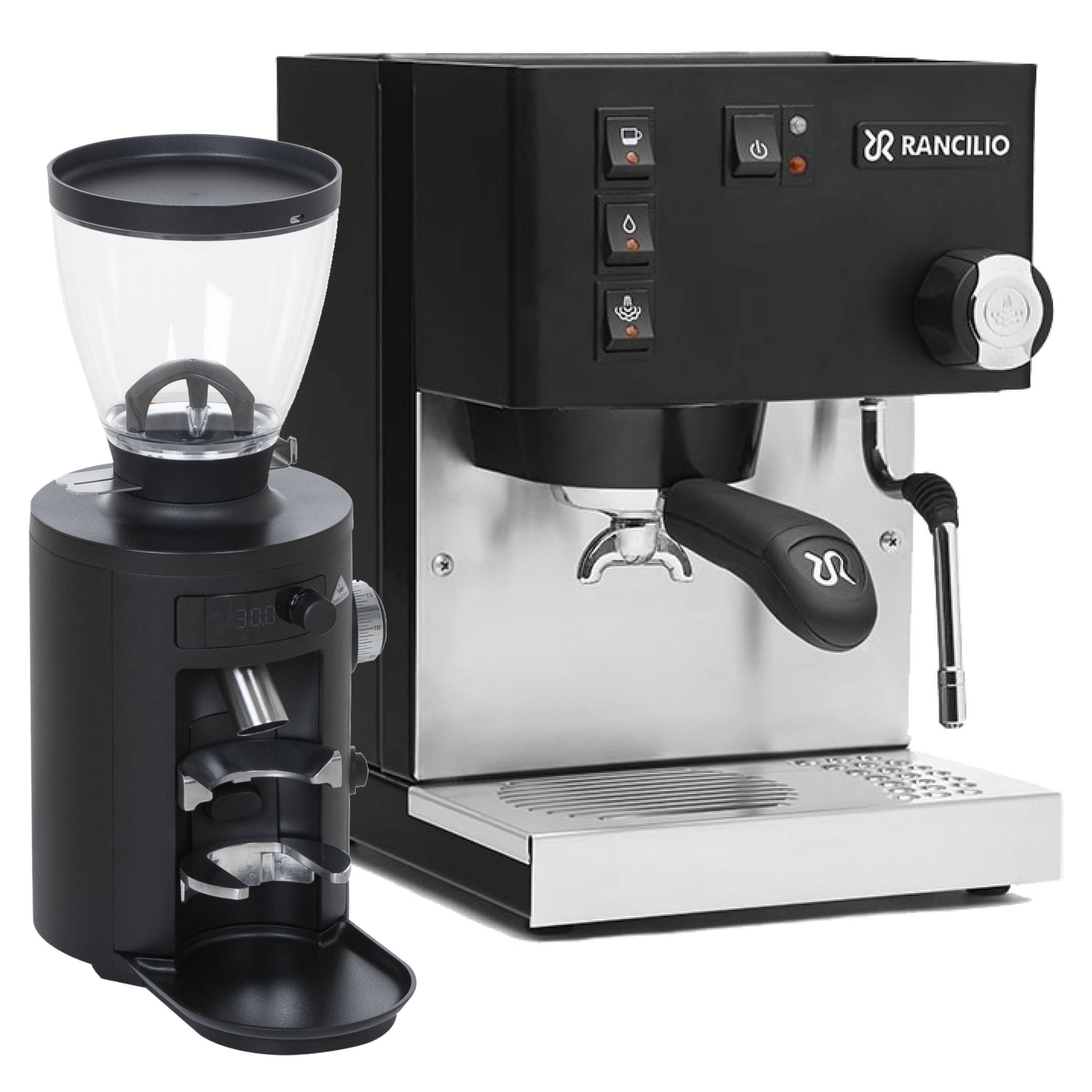 Espresso-Set mit Rancilio Espressomaschine schwarz + Mahlkönig Kaffeemühle