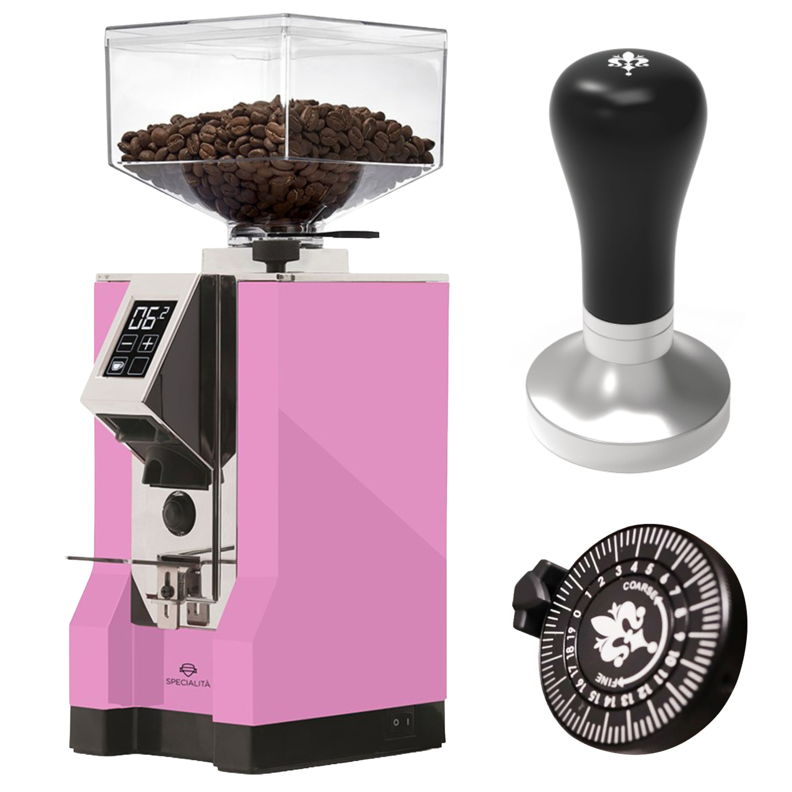 Eureka Kaffeemühle Specialita pink + GRATIS Grind Dial + GRATIS Tamper 