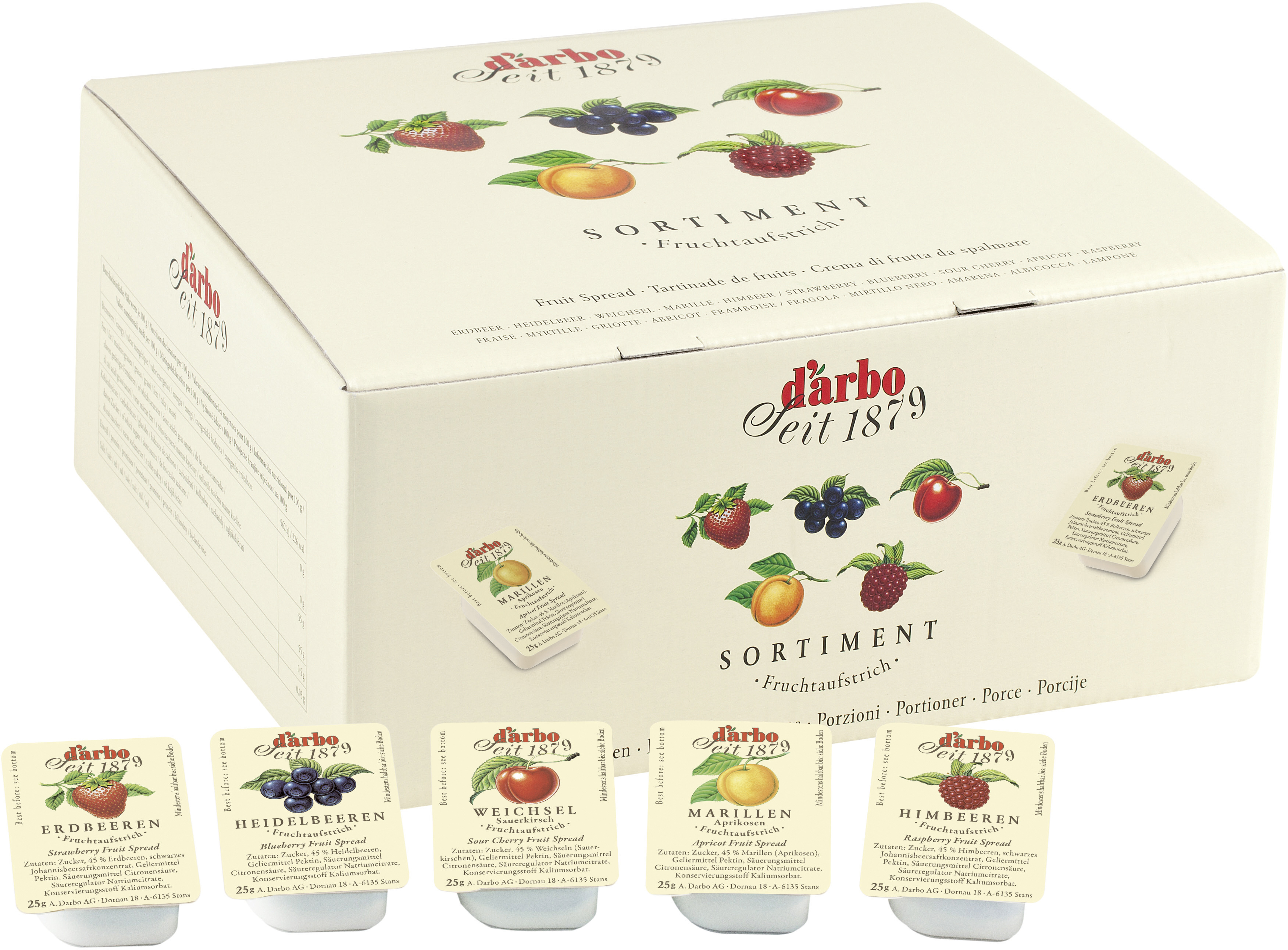 Darbo Fruchtaufstrich 5-fach sortiert 100x25g Darbo Fruchtaufstrich 5-fach sortiert 100x25g