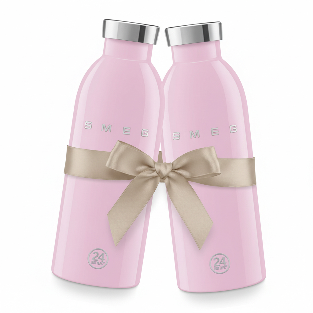 SMEG 24Bottles® Isolierte Edelstahlflasche 2er-Set pink
