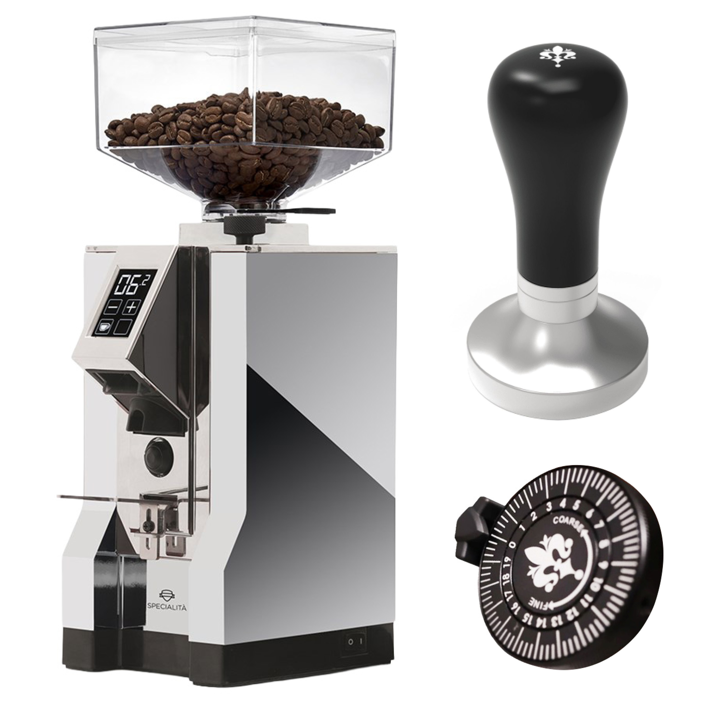 Eureka Kaffeemühle Specialita chrom + GRATIS Grind Dial + GRATIS Tamper 