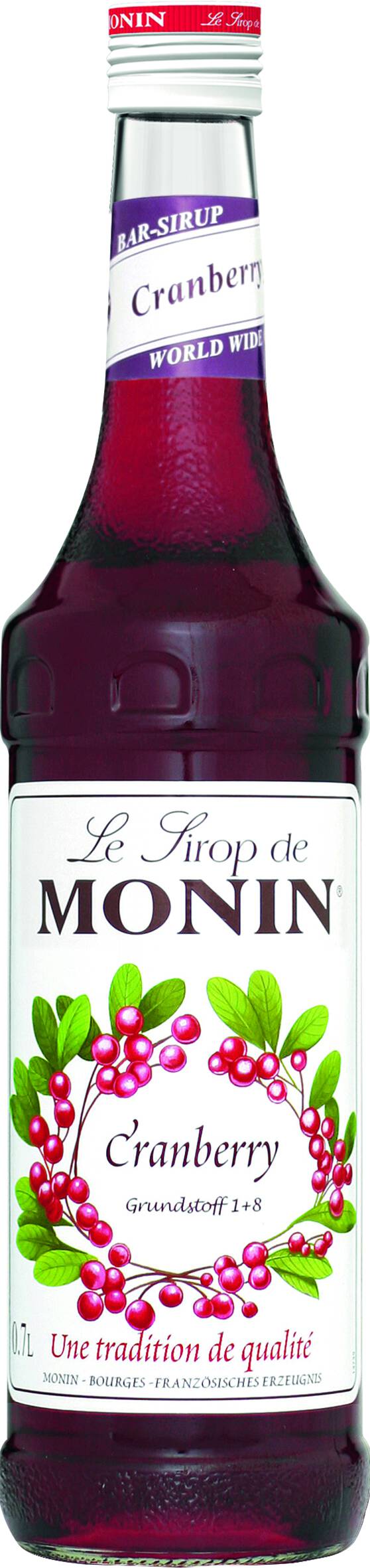 Monin_Sirup_Cranberry_250ml_Flasche_4008077744298 Monin Sirup Cranberry 0,25l