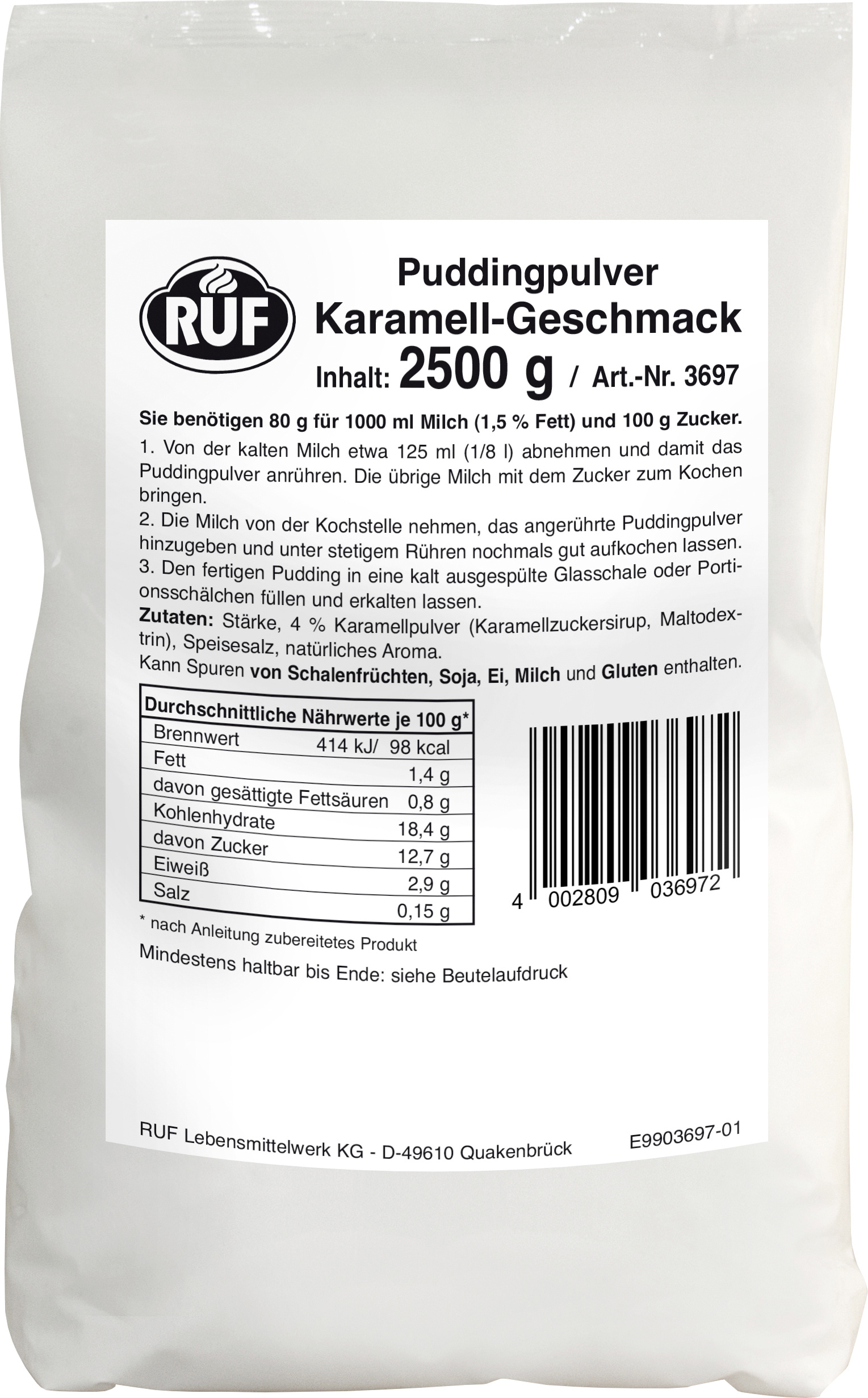 4002809036972 - Ruf Puddingpulver Karamell Beutel 25kg 4002809036972 - Ruf Puddingpulver Karamell Beutel 25kg