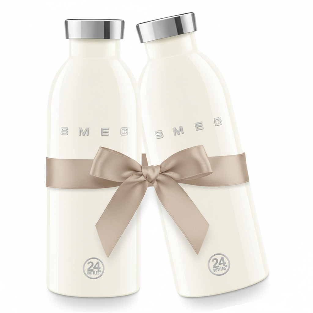 SMEG 24Bottles® Isolierte Edelstahlflasche 2er-Set creme