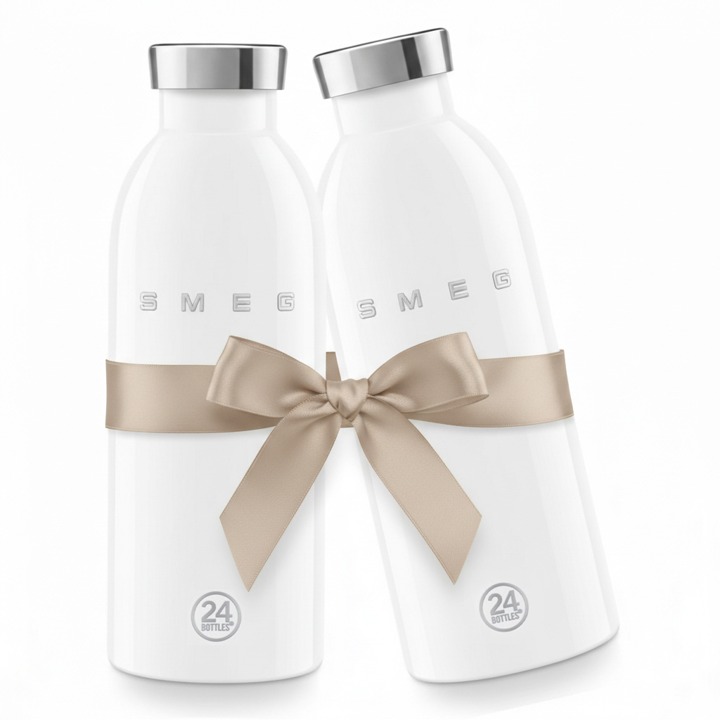 SMEG 24Bottles® Isolierte Edelstahlflasche 2er-Set weiß