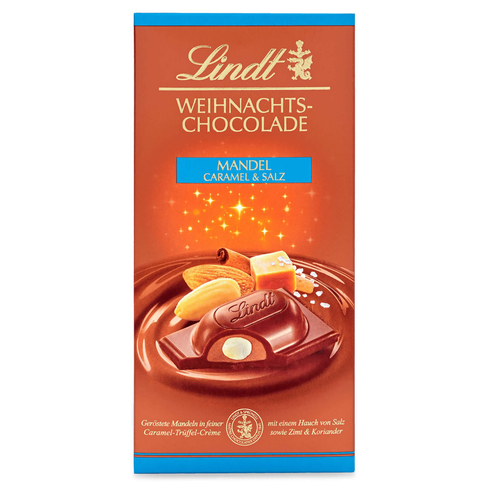 Lindt Weihnachts-Chocolade Mandel Caramel & Salz 100g
