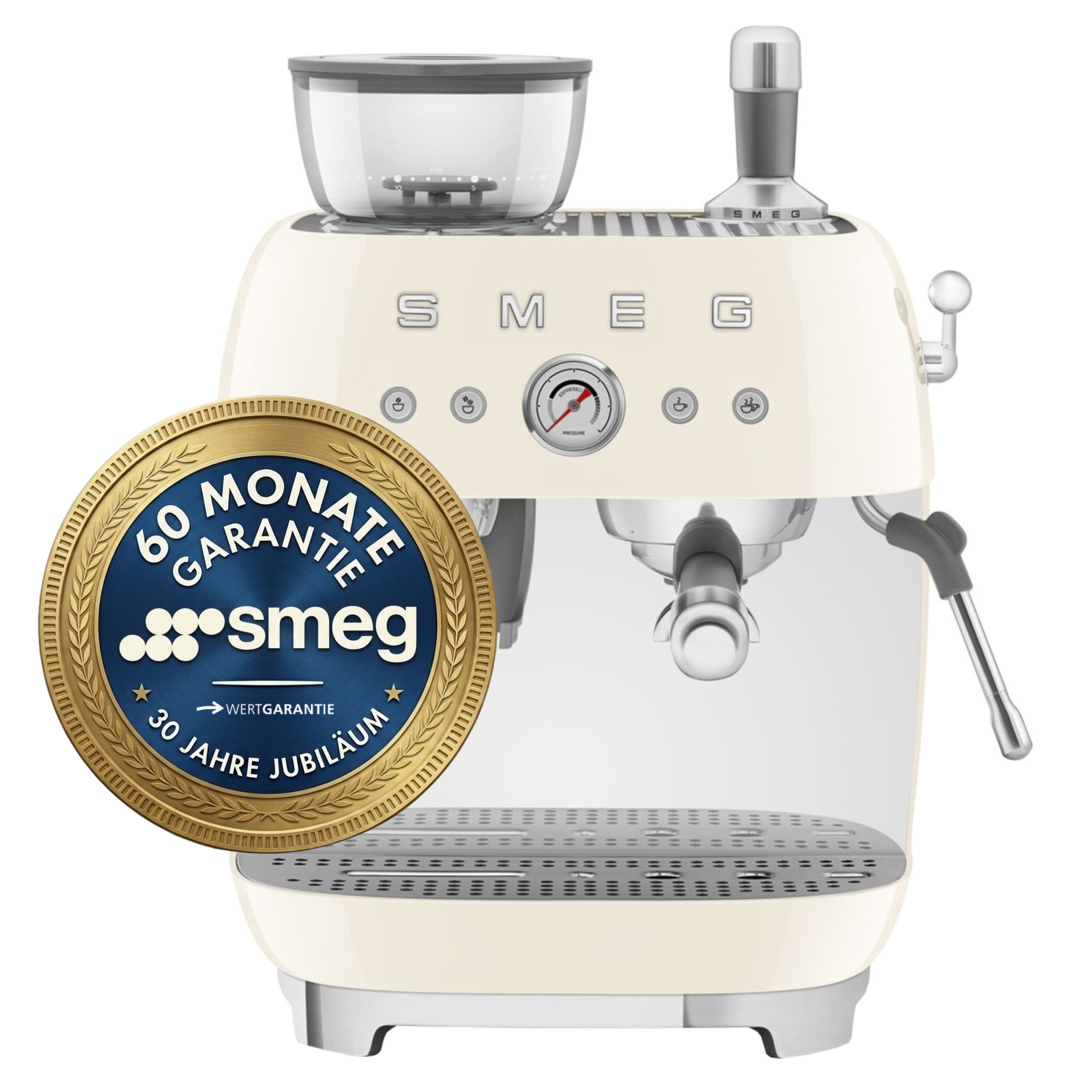 SMEG Espressomaschine mit Mahlwerk EGF03CREU creme