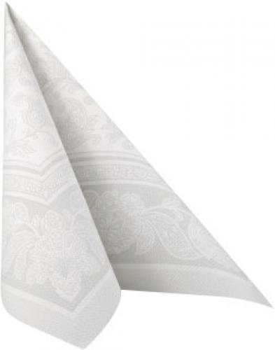 Papstar Serviette 40cm 1/4 Falz Royal Ornaments weiß 50 Stk.