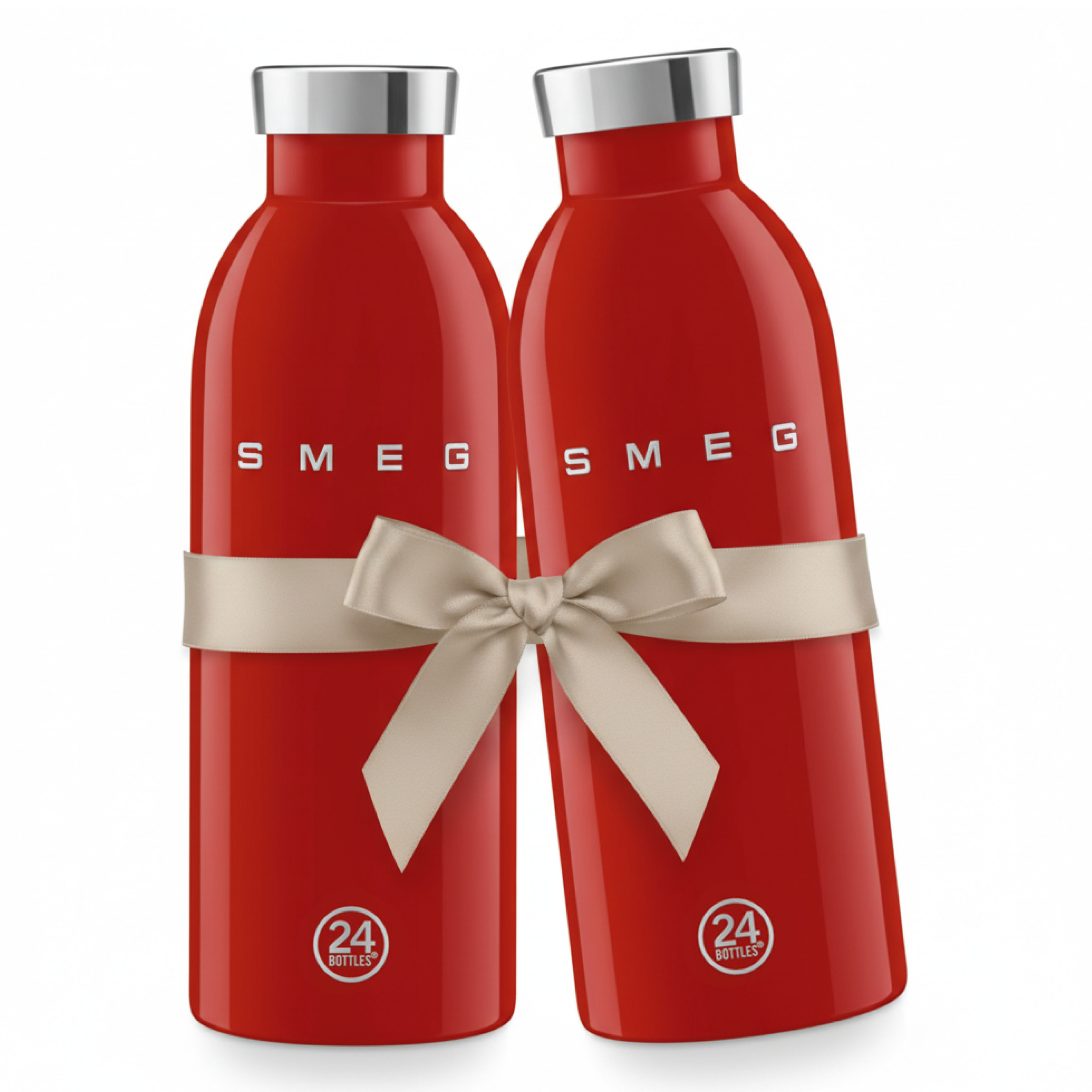 SMEG 24Bottles® Isolierte Edelstahlflasche 2er-Set rot