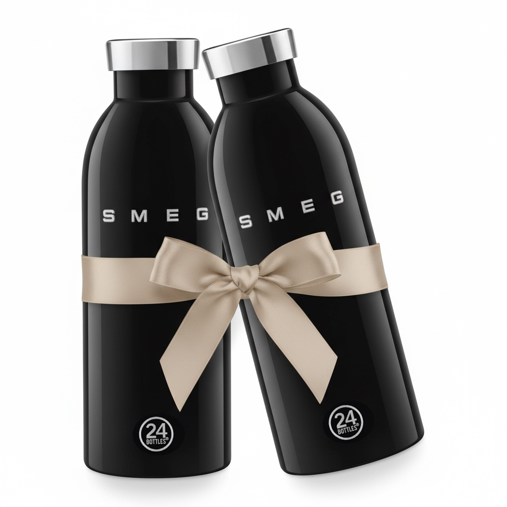 SMEG 24Bottles® Isolierte Edelstahlflasche 2er-Set schwarz