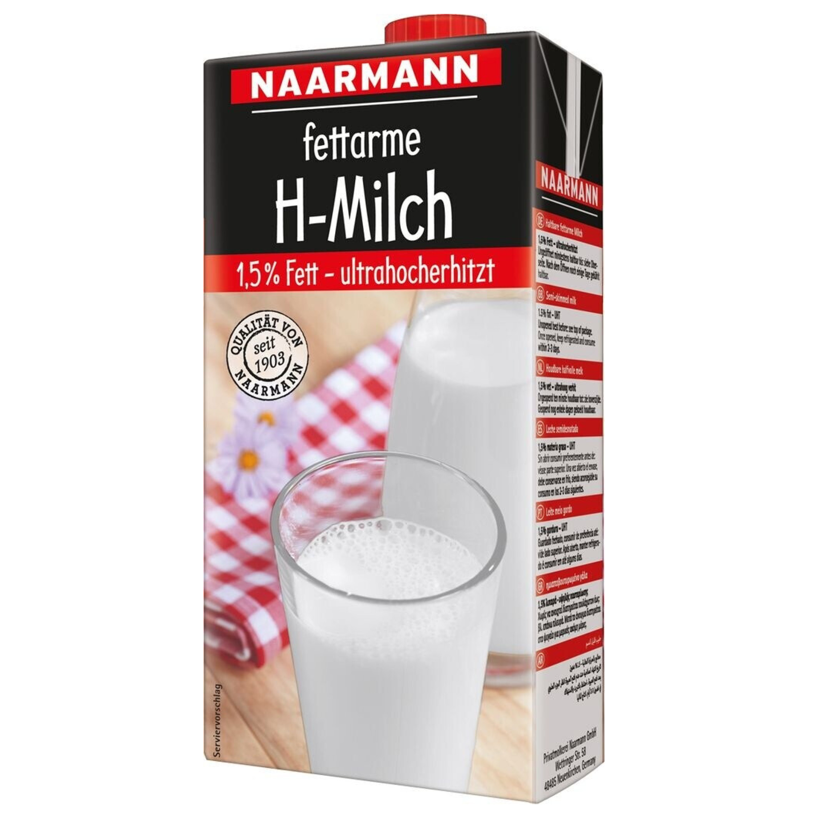 Naarmann Haltbare Milch 1,5 % Fett, 1 Liter
