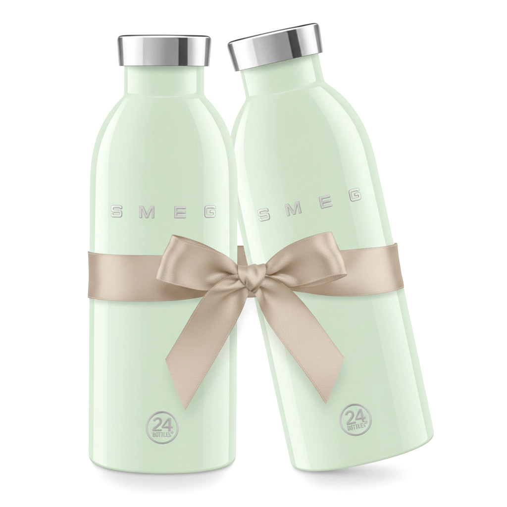 SMEG 24Bottles® Isolierte Edelstahlflasche 2er-Set pastellgrün